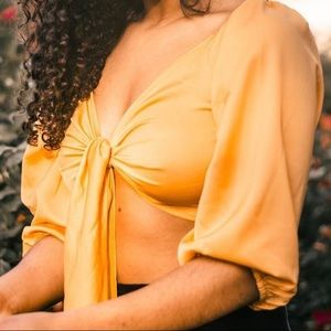 Boo hoo yellow crop top